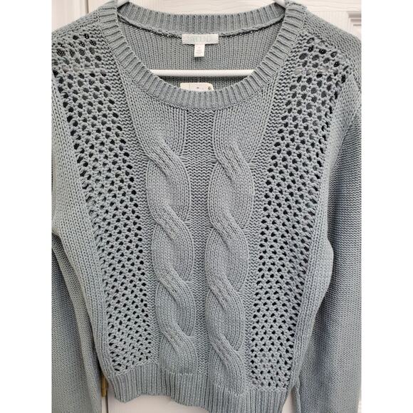 Abound Sweater Size M Cable Knit Fisherman Cotton Brunch Cozy Capsule Wardrobe - Picture 3 of 8